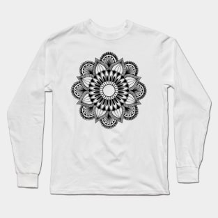 Flower Mandala (black on white) Long Sleeve T-Shirt